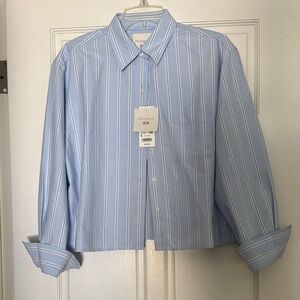 JW ANDERSON Sky Blue and White Striped Button Down Shirt